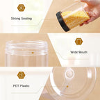 Janisfirst 16oz Clear Plastic Jars With Lids,Plastic Jars With Lids,Airtight Container Ideal For Dry Food, Peanut Butter, Honey Jam,Cream, Bathroom and Storage(set of16)