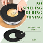 8PCS Mixing Bowls with Lids Set - 5 Nesting Mixing Bowls, 3 Grater Attachments, Lids, Stainless Steel Mixing Bowls for Mixing & Serving, Size 1.5/2.1/3.5/4/4.5 QT, Black