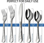 40-Piece Silverware Set for 8, 18/0 Frosted & Mirror Finish Stainless Steel Vintage Flatware Set, Modern Cutlery Set for Home Wedding Restaurant Housewarming Party Event Serving For 8