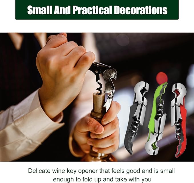 24 Pieces wine opener wine key Stainless wine bottle opener Fold Serrated Foil Cutter wine key for servers for Family, Company Party,Bars,Restaurants(6 Color)