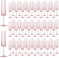 50 PCS Pink Champagne Flutes Plastic 5.4 OZ Clear Acrylic Champagne Flutes Sparkling Wine Glasses Wedding Table Decorations Reusable For Valentines Toasting Engagement Party Supplies