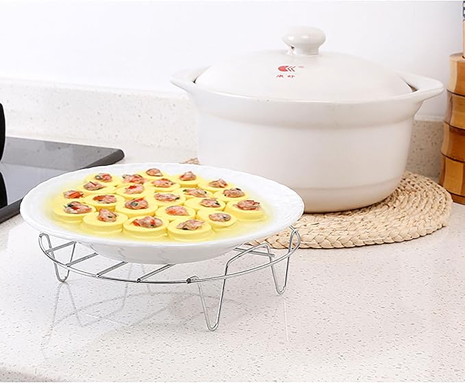 Steaming Rack, 2 Pack 7.87 Inch Round Food Grade Stainless Steel Steamer Plate for Food Steaming, Cooling and Roasting Cooking in Kitchen and Outdoors (20 cm)