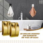 Boao 4 Pcs Self Adhesive Towel Hook Holder Grabber Stainless Steel Kitchen Dish Towel Hook Wall Mount Non Drilling Hangers Rack Hand Tea Holders for Bathroom Accesories Kitchen Gadgets(Gold)