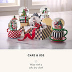 MACKENZIE CHILDS Snow Globe, Christmas Decor for Living Room, Check It Out Teapot