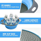 Collapsible Colander Set of 2, Folding Kitchen Strainers with Handles, Space-Saving Over-the-Sink Drainers for Pasta, Veggies & Fruit, BPA-Free, Dishwasher Safe, RV & Camping (Blue)