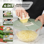 Salad Spinner Large with 5-Blade Slicer & Egg Yolk Strainer, Multifunctional Vegetable Fruit Washing Bowl 4.3 Qt for Efficient Kitchen Washing Drying & Shredding