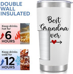 Christmas Gifts For Grandma, Best Grandma Ever Tumbler 20oz – Grandmother Present for Birthday, Mothers Day – First Time Grandmas Coffee Cup From Grandkids, Granddaughter Or Daughter