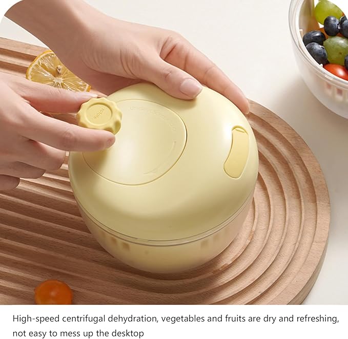 Salad Spinner, Fruit Washer and Lettuce Spinner, Vegetable & Fruit Salad Washing Bowl with Strainer, for Salad Greens, Lettuce, Fruits, Vegetables