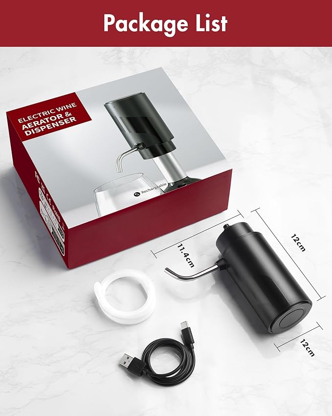 Electric Wine Decanter Aerator Dispenser: Automatic Whisky Bottle Dispenser - One Button Smart Drink Decanter with USB Rechargeable - Wine Air Aerator Pourer Spout for Lovers