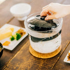 HARIO XRCN-2-B Glass Microwave Rice Pot, 1 to 2 Cups, For Microwaves, Black, 1 to 2 Cups, Made in Japan