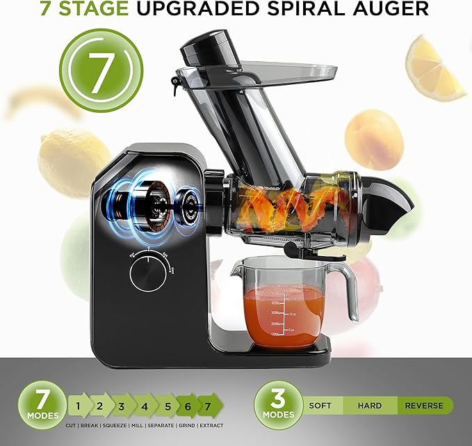 Cold Press Juicer Machine | 3 Inch Wide Chute | High Nutrition & Juice Yield | 3 Juicer Modes | Easy to Clean | Slow Masticating Juicer for Vegetables and Fruits [White]