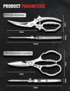 Emojoy 2-Piece Kitchen Scissors Set with Poultry Shears, Japanese Stainless Steel Kitchen Shear, All Purpose Scissor for Food, Chicken Bones, Dishwasher Safe