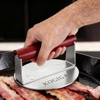 Smash Burger 1.56LB - 6 Inch Stainless Steel Burger Smasher Tool, Easy to Handle Griddle Press & Steak Weight with Beechwood Handle for Perfect Smashburgers, Bacon & Sandwich Press