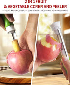2 in 1 Apple Corer and Peeler Tool, Fruit Vegetable Corer and Peeler Tool Stainless Steel Apple Peeler Apple Corer Remover Tool Multifunction Corer Tool for Vegetable Fruit Kitchen Gadget (Blue)