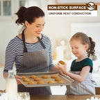 Baking Sheet Pan Set of 2, Wildone Commercial Cookie Sheets for Baking, Nonstick Carbon Steel Oven Tray Half Sheet Pan 17.5x12 Inch, Heavy Duty & Easy Clean