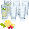 CREATIVELAND Highball Beverage Glasses Set of 6 Romantic Colored Thick & Heavy Base Big Capacity 14.87oz|440ml, Drinking Glass Tumblers for Iced Tea, Water, Soda & Juice and Cocktail