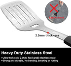 Grill Tools BBQ Accessories Set of 2, 15.8'' Heavy Duty Stainless Steel Grill Utensils with Grill Spatula and Fork, Full Tang Silicone Handle, Outdoor Grilling Tools Barbecue Accessories