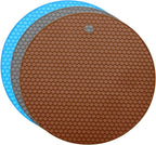 uxcell 3pcs Silicone Jar Opener Pads, 17.5cm/7" Texture Can Opener Multipurpose Round Bottle Lid Opener Non-Slip Coasters for Weak Hands Seniors Children, Brown, Gray, Blue