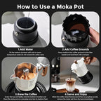 Bincoo Three Valve Espresso Maker Stovetop,Camping Moka Pot 2 Cup/120ML,Stove Top Espresso Italian Coffee Maker,Easy to Use
