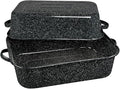 Granite Ware 19-Inch Covered Rectangular Roaster - Enamel Steel Cookware, Nonstick & Chemical-Free, Dishwasher Safe - 25 Lb Capacity, Large Roasting Pan for Meats, Poultry, Vegetables (Speckled Black)