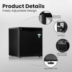 ROOMWELL E-Star 1.7 Cu Ft Mini Fridge for Office, Compact Black Small Refrigerator Without Freezer Automatic Defrost With Integrated Door Handle, 37 dB Countertop Fridge Quite, Ideal for Bedroom, Dorm