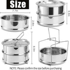 WUWEOT Stackable Steamer Insert Pans, 7.8 Inches Stainless Steel Pot-in-Pot Baking Pan, 2 Tier Pressure Cooker Accessories with Sling Handle and Silicone Gloves for Instant Pot