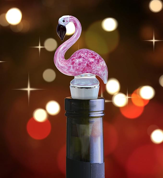Cheers Mermaid Tail, Flamingo, Rooster, and Cow Glass Wine Stopper Set of 4 – Elegant Vacuum Seal Reusable Wine Bottle Stoppers – Airtight Leak Proof Bottle Topper Cork Plug and Bar Tool Accessory