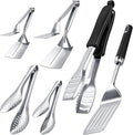 Sliner 6 Pack Grill Spatula and Tongs Set Heavy Duty Grilling Tools - Stainless Steel Spatula & Tongs for Outdoor Camping, Backyard Grilling BBQ Tools with Non-Slip Handle Utensils Gifts for Men