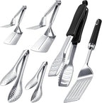 Sliner 6 Pack Grill Spatula and Tongs Set Heavy Duty Grilling Tools - Stainless Steel Spatula & Tongs for Outdoor Camping, Backyard Grilling BBQ Tools with Non-Slip Handle Utensils Gifts for Men