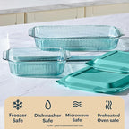 Pyrex Colors Tinted (9"x13") Tinted Glass Baking Dish with BPA-Free Lid, Oblong Bakeware Glass Pan For Casserole & Lasagna, Dishwasher, Freezer, Microwave and Pre-Heated Oven Safe, Aqua