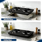 CUSIMAX Hot Plate, 1800W Electric Burner Double Hot Plate for Cooking Countertop Burner with Adjustable Temperature Control, Portable Electric Cast Iron Hot Plates Cooktop, Easy to Clean, Black