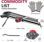 Masthome Adjustable Mandoline Food Slicer, Mandoline Slicer for Kitchen, Stainless Steel Mandolin, Fruit and Vegetable Cutter with Cut-Resistant Gloves and Cleaning Brush-Red