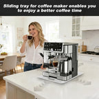 Acrylic Appliance Slider Compatible with Ninja Espresso Machine, 360° Rolling Sliding Tray for Ninja ES601 ES701 Coffee Maker, Coffee Pot Slider Tray for Countertop Appliances 13.4" x 15.4"