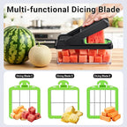 SpaceHacks 15-in-1 Vegetable Chopper, Kitchen Gadgets with 10 Blades, Veggie, Food, Onion Chopper, Cucumber Slicer, Versatile Mandoline, Includes Egg Separator & Finger Guard, Green