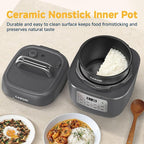 3QT Electric Pressure Cooker, 8-Function Compact Multi-Cooker with Ceramic Nonstick Pot – Saute, Pressure Cook, Slow Cook, Meat Stew, Rice, Delay Start, Keep Warm & Safe Venting, Gray