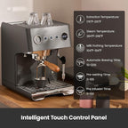 Gemilai G3028A Espresso Machine, 15 Bar Professional Coffee Maker with Adjustable Pressure & Automatic Milk Frother, Dual PID & 550ml Boiler, 57oz Tank, Stainless Steel for Cappuccino, Latte Grey