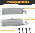 Magnetic Spice Rack for Refrigerator, 2 Pack Metal Magnetic Shelf Grey, Moveable Spice Organizer with Hooks, Super Magnetic Fridge Shelf for Kitchen Organization and Storage