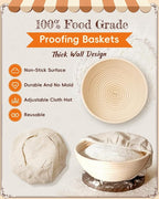 Complete Sourdough Starter Kit | Easy to Clean & Use for Beginners & Bakers | Natural Rattan Proofing Basket with Full Accessories | Sourdough Bread Baking Supplies for Bakers Women Wife