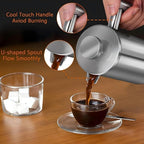 French Press Coffee Maker 34oz, Stainless Steel Double Wall Insulated, 3 Extra Filters & Coffee Spoon for Hot/Cold Brew, Durable Coffee Press for Home, Camping, Office - Silver