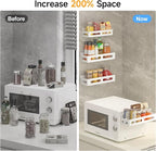 Sevenblue 2 Pack Strong Magnetic Spice Rack for Refrigerator, Multipurpose Magnetic Shelf for Fridge with 4 Hooks for kitchen and Bathroom Organization, White