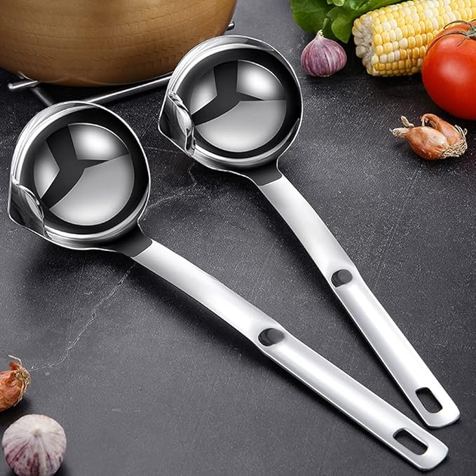 Stainless Steel Scoop Filter Grease Spoon Colander Spoon Soup Oil Separation Cooking Colander Tools Kitchen Gadgets Set
