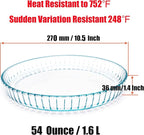 Pie Plate 10.5 Inch, Oven Glass Pie Pan for Baking Pie Crust, Pie Dish with Rippled Edge, Clear Baking Pan