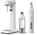 Aarke Carbonator lll with CO2 Cylinder, Sparkling & Carbonation Water Machine, Stainless Steel with PET BPA-Free Reusable Bottle Volume 1L/34 fl oz (Matte White)
