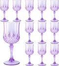 Plastic Wine Glasses, Plastic Goblets Vintage Style Cordial Unbreakable Drinking Glasses, Reusable Drinkware for Wedding Reception, Grand Event Party Supplies (12, Purple)