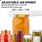 Jar Opener Bottle Opener for Seniors with Arthritis, Multi Retractable Magnetic Can Opener, Jar Grippers for Opening Jars, Kitchen Gadgets for Weak Hands and Senior Arthritis (White)