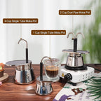 1 Cup Single Tube Moka Pot Stainless Steel Stovetop Espresso Maker Cafeteras Italian Percolator Espress Makers Capable Greca Mocha Coffee Machine for Induction Home 90ml 3oz