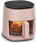 WILLOW Eco Series 6 in 1 Air Fryer with Glass Basket, 5 Quart Non Toxic Air Fryer w Digital Display, 430°F Max Temp, Preheat & Keep Warm Function, Compact + Dishwasher Safe Glass Pink Airfryer