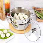 3.0 Quart Steamer Pot for Cooking, 2-tier Steam Pots with Lid for Cooking Vegetables, Seafood, Soups, Food and Pasta
