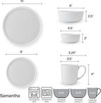 Mikasa Samantha Bone China Lightweight Chip Resistant 40 Piece Dinnerware Set, Service for 8