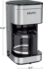 KRUPS Coffee Maker 10 Cups Simply Brew Stainless Steel Drip Coffee Maker,900 Watts-Coffee Filter,Drip Free,Dishwasher Safe Pot,Black & Silver,(Pack of 2)